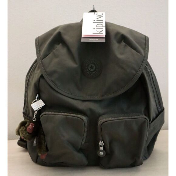 Kipling KI0365-3DU Women's Medium Size Field Green Fiona Nylon Backpack - Picture 1 of 12